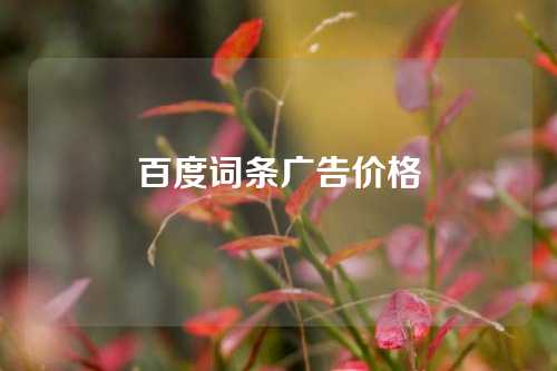 百度词条广告价格