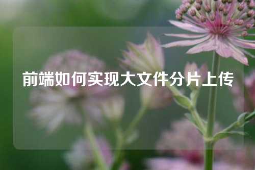 前端如何实现大文件分片上传