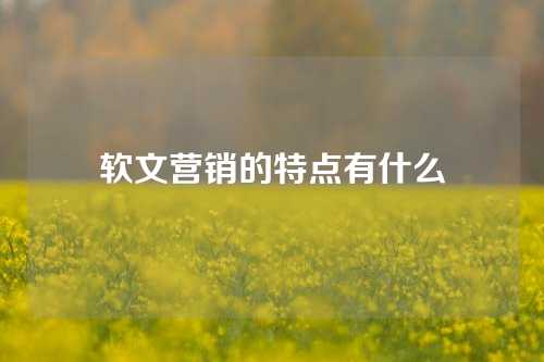 软文营销的特点有什么